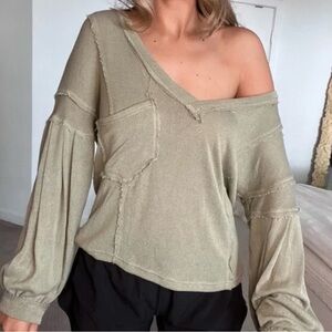 Vici Olive Green Off-Shoulder Blouse